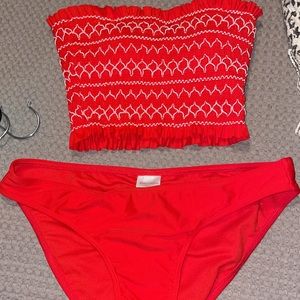 Smocked red swimsuit